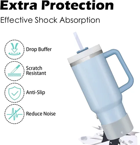 Vista 2 de 2 piezas de funda protectora de silicona para Stanley, compatible con el vaso Stanley de 20-40 oz y la botella de agua Hydro Flask de 12-24 oz