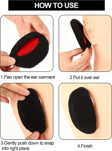 Vista 4 de 4 Pairs Unisex Bandless Ear Warmers Fleece Ear Muffs Thick Winter Ear Covers