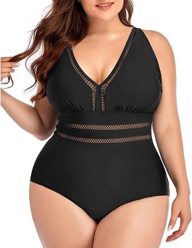 Vista 5 de Daci - Traje de baño sexy para mujer de una sola pieza talla extra grande con cuello en V sin espalda