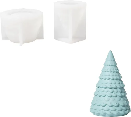 Vista 10 de BOOWAN Nicole Moldes de silicona apilables para árbol de Navidad con tapa, moldes modulares de silicona para hormigón Jesmonite, cemento hecho a