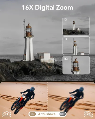 Vista 6 de Fulealfly Cámara digital 8K para fotografía, cámara WiFi de enfoque automático de 88 MP para video de YouTube con lente frontal y trasera, flash