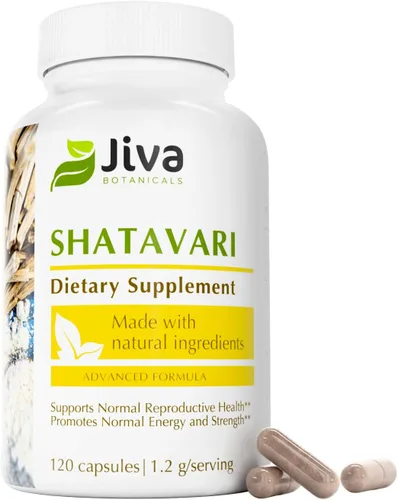 Vista 8 de Jiva Botanicals Shatavari Cápsulas para mujeres – 1,200 mg de polvo orgánico Shatavari para el equilibrio hormonal, salud reproductiva de la mujer