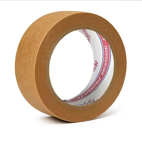 Vista 4 de Cinta de embalaje de papel kraft marrón ecológica, embalaje resistente puede biodegradable, orar jadeando, sellado, escritura y fácil de rasgar