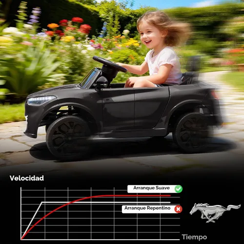 Vista 5 de Qaba Coche eléctrico con licencia Ford Mustang Mach-E para niños de 12 V Negro