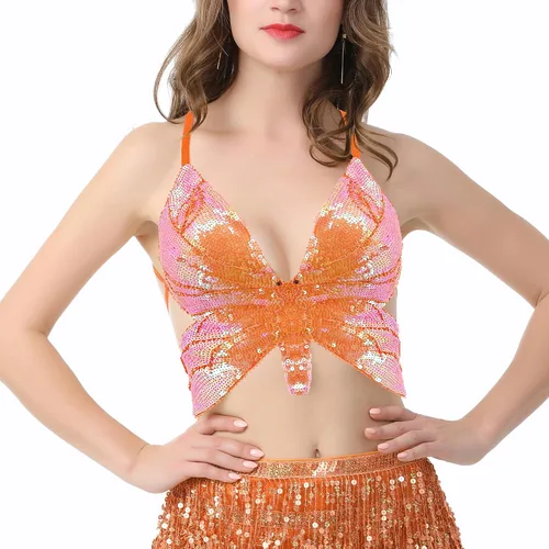 Vista 2 de Mocure - Blusa de tirantes con lentejuelas brillantes para mujer