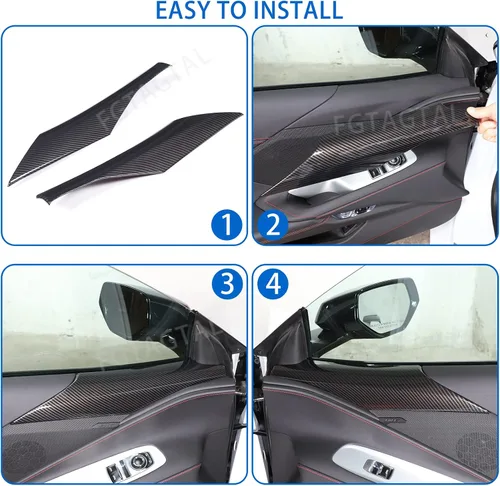 Vista 5 de Cubierta de panel inferior de pilar para puerta interior compatible con Chevrolet Corvette C8 2020-2025, borde de cubierta de reposabrazos de panel