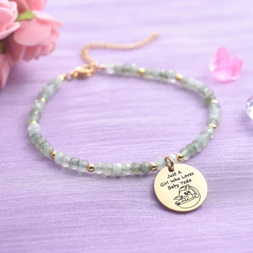Vista 4 de Melix Home Baby Yo-da Gifts - Pulsera de piedra natural mandaloriana, regalo para mujeres, hijas, adolescentes, niñas, pulseras Yo-da Stuff