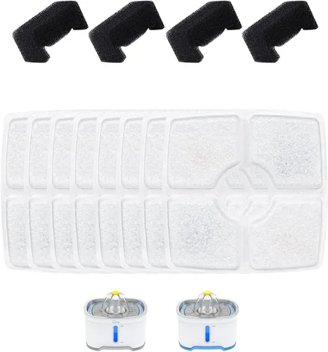 Vista 10 de Wonder Creature Filtro de fuente Cat para fuente de agua cúbica para gatos, 4 filtros de carbono y 2 esponjas de prefiltro, filtro elíptico