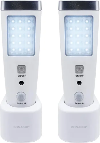 Vista 8 de Luz nocturna de pared con sensor de movimiento 4 en 1, luz LED de falla de energía, linternas de emergencia, linterna recargable, luz de corte
