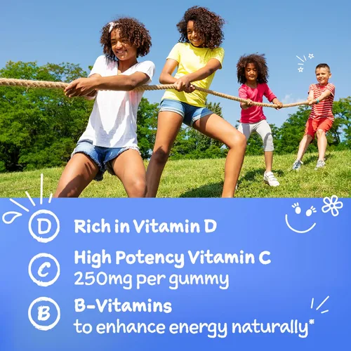 Vista 2 de Emergen-C Kidz Immune+ Immune Support Dietary Supplements, Flavored Gummies with Vitamin C, B Vitamins and Vitamin D for Immune Support, Fun-Tastic
