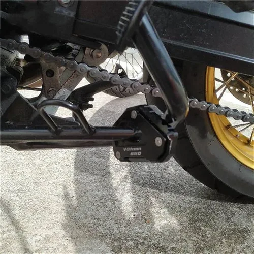 Vista 4 de Motorcycle CNC Kickstand Foot Side Stand Extension Pad Support Plate for Suzuki V-Strom 650 VSTROM 650 XT DL650 2004 2021 (Color : Black)