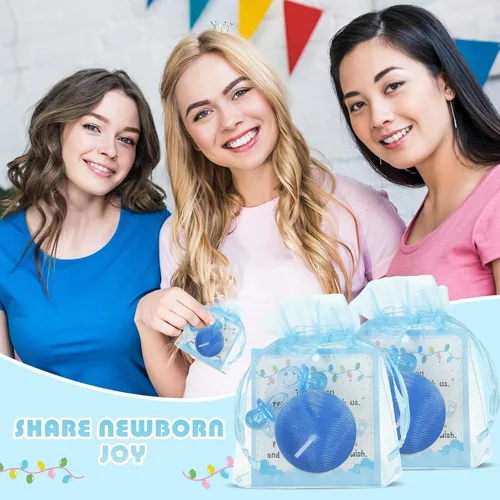 Vista 3 de Ctosree 50 juegos de regalos de baby shower para invitados que incluyen lindos chupetes de bebé, velas de té y etiquetas de agradecimiento, bolsas