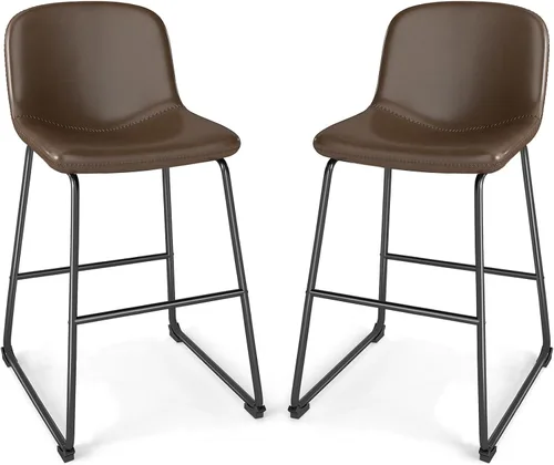 Vista 22 de TAVR Furniture Leathaire - Juego de 2 taburetes de tela con altura de mostrador, sillas de isla sin brazos, con capacidad para hasta 500 libras