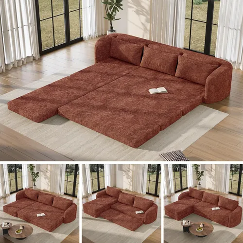 Vista 26 de Vesgantti Sofá modular sin hueso de 114 pulgadas, moderno sofá de 5 plazas en forma de U con 2 otomanas y asientos profundos, sofás de nube