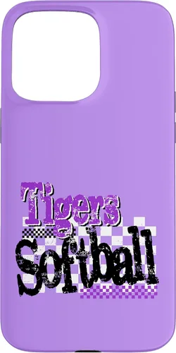 Vista 31 de Tigers Softball Mom Purple Tiger Pride Game Day School Case for iPhone 17