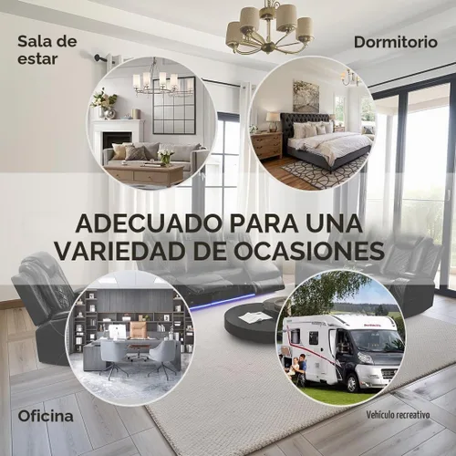 Vista 7 de Juego de sofás reclinables eléctricos, juegos de muebles de sala de estar, sofá reclinable eléctrico moderno negro, sofá biplaza y silla
