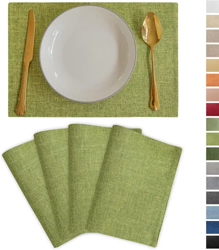 Vista 57 de Demetex - Juego de 4 manteles individuales de mesa de estilo rústico, resistentes al calor, de lino, lavables, de tela, manteles individuales