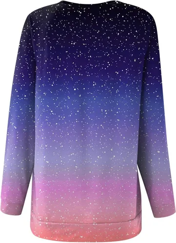 Vista 3 de Sudadera con capucha para mujer, con bloques de color, manga larga, cuello redondo, casual, cómoda, holgada, ligera