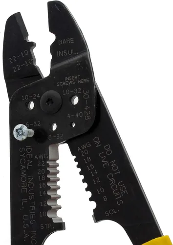Vista 5 de IDEAL Electrical 30-428 Combo de tira y herramienta de crimpado, crimpadora de alambre de precisión, pelacables con 3 nidos de engarzado, agarre