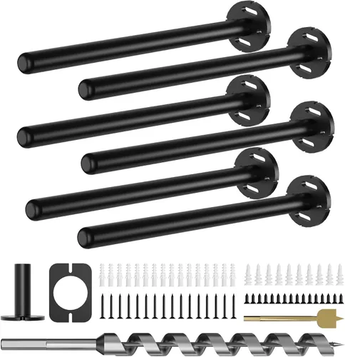 Vista 15 de 4 soportes de pared para estantes flotantes de alta resistencia, soportes invisibles negros para estantería, accesorios decorativos flotantes