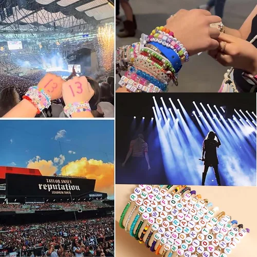 Vista 4 de Pulseras Eras Tour, inspira pulseras a juego con Taylor Fearless, Reputation, 1989 y Lover Albums Pulseras de amistad coloridas para Taylover