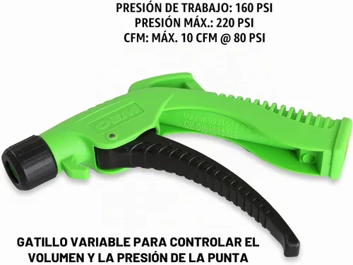 Vista 4 de OEMTOOLS 24439 Pistola sopladora de aire de 5 piezas con agarre cómodo