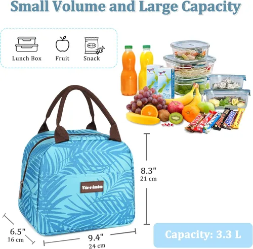 Vista 3 de Tirrinia Bolsas de almuerzo para mujeres y hombres, bonita bolsa de almuerzo aislada, lonchera moderna para adultos, bolsa de almuerzo reutilizable