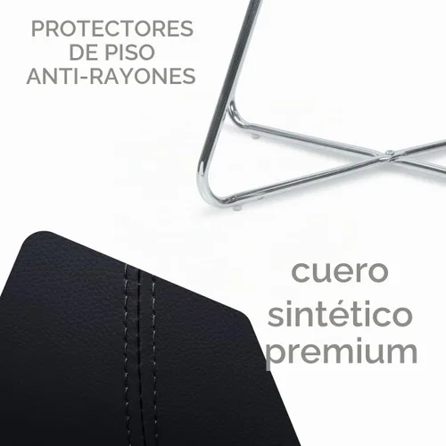 Vista 7 de Milliard Silla de cuero circular para sala de estar, cocina, oficina en casa y dormitorio, silla de comedor moderna con patas cromadas (negro)