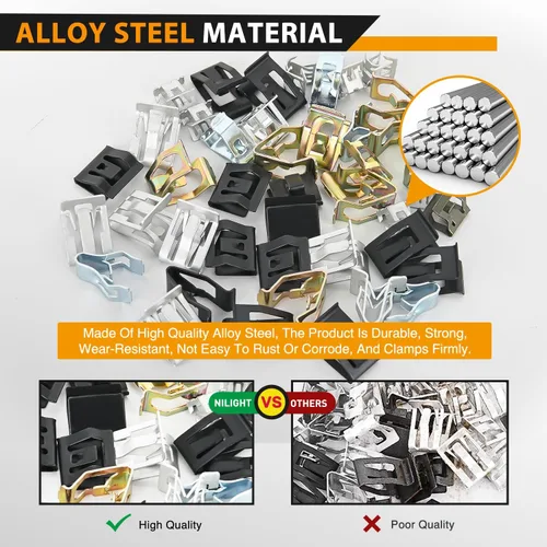 Vista 5 de GOOACC 100 piezas de 10 tamaños de clip de moldura de resorte de metal clip universal de sujeción de cuerpo de automóvil compatible con GTI, Jetta