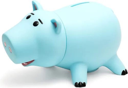Vista 2 de Hucha Hamm, bonita alcancía de plástico para niños y niñas, banco de dinero irrompible para regalo para niños (azul)