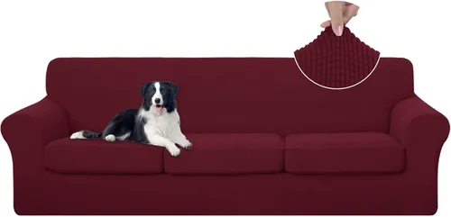 Vista 27 de U-NICE HOME Funda elástica para sofá de 3 piezas, funda de sofá lavable con cojín de asiento individual para sofá de 2 cojines, apta para mascotas