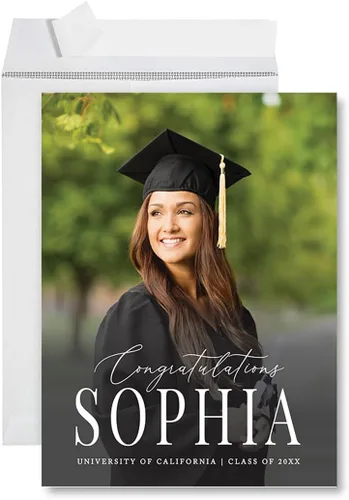 Vista 27 de Andaz Press Tarjeta fotográfica de graduación jumbo personalizada de 8.5 x 11 pulgadas con sobre, tarjeta de felicitación personalizada de clase