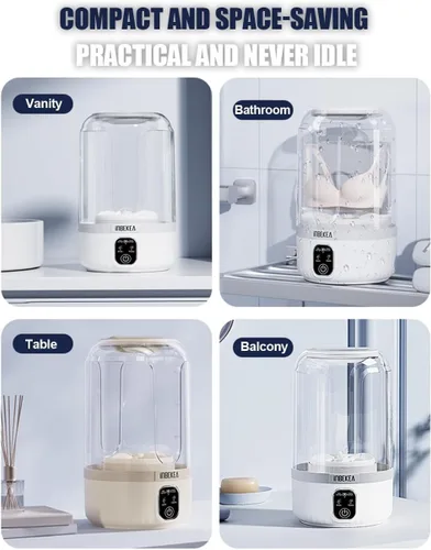 Vista 4 de Mini lavadora portátil para ropa interior, lavadora compacta de ropa interior, mini lavadora recargable de 3000 mAh para viajes, dormitorio, RV