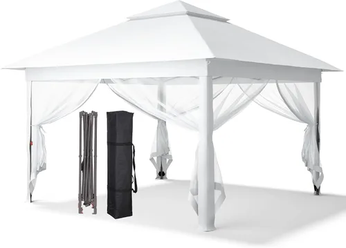 Vista 14 de GDY 11x11 ft Gazebo Tent Folding Heavy Duty Height Adjustable Sun Shelter Gazebos, White