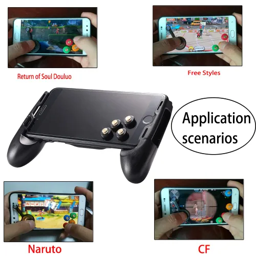 Vista 4 de 9 Pieces PUBG Mobile Controller Gaming Trigger Kits,5 Touch Screen Button Joystick Mobile Controller for phone tablet,4 Anti-Sweat Gaming Finger