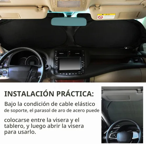 Vista 5 de Parasol para parabrisas con bolsillo de almacenamiento para SUV, protector solar duradero de poliéster 190T para ventana delantera, accesorios