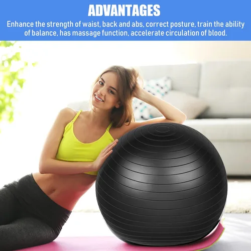 Vista 5 de Leyndo 2 pelotas de yoga grandes de 26 pulgadas, pelota de ejercicio antiestallido con bomba, 26 pulgadas/25.6 in para mejorar la postura