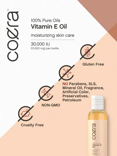 Vista 5 de Coera Aceite de vitamina E 100% puro 30,000 UI 4 onzas líquidas Para cara, piel, cabello y cuerpo Libre de parabenos, SLS y fragancias