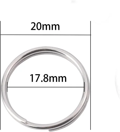 Vista 2 de Anillos divididos de 3/4 pulgadas, llavero redondo de acero inoxidable, anillo de identificación de perro, llaveros para manualidades, organización