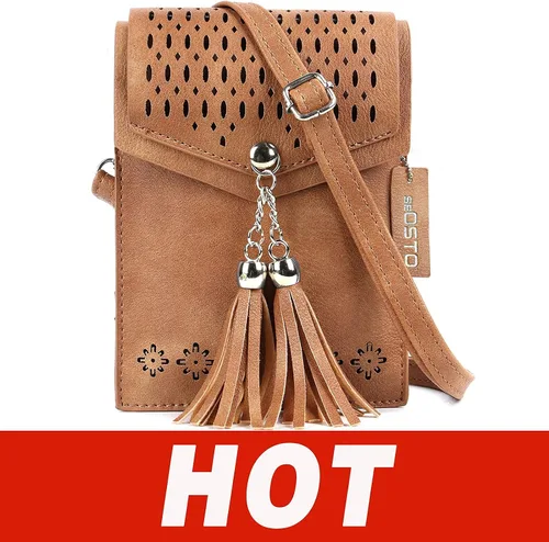 Vista 8 de seOSTO Bolso cruzado pequeño para mujer, cartera con borlas para teléfono celular