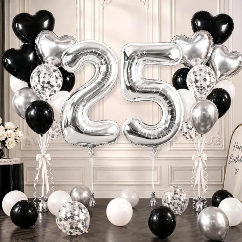 Vista 74 de TONIFUL Globo de aluminio negro de 40 pulgadas con el número 0, decoraciones de cumpleaños negro (Bk-black)
