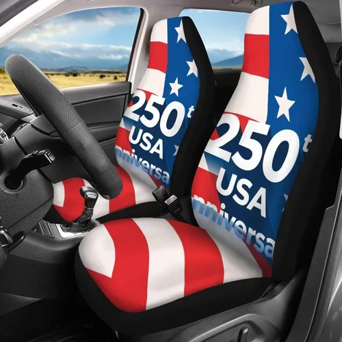 Vista 3 de Howilath 250 USA Anniversary - Juego de 4 fundas de asiento de automóvil de ajuste universal para asientos delanteros y traseros para uso en todas