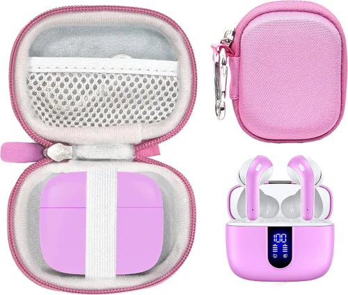 Vista 11 de Funda para auriculares Bluetooth TAGRY X08, auriculares inalámbricos verdaderos 60H, bolsillo de malla para cable de carga (Negro)