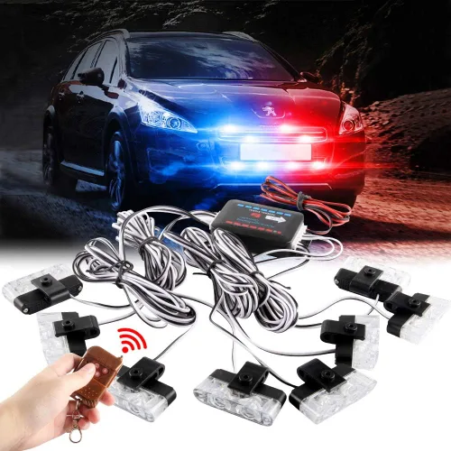 Vista 3 de Sidaqi 4 en 1 12V Estrobo de Emergencia Advertencia Rejilla Luces de Precaución Luces de Flash Para Coche Camión DRL Ambulancia Luces de Policía