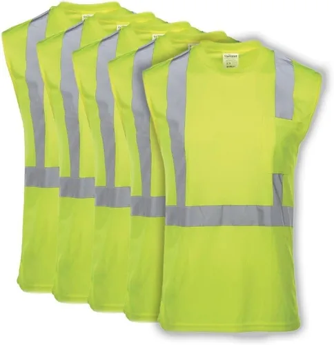 Vista 6 de J. J. Keller & Associates, Inc. Camiseta de alta visibilidad para hombre, sin mangas, ANSI Clase 2 Tipo R, bolsillo en el pecho, SAFEGEAR