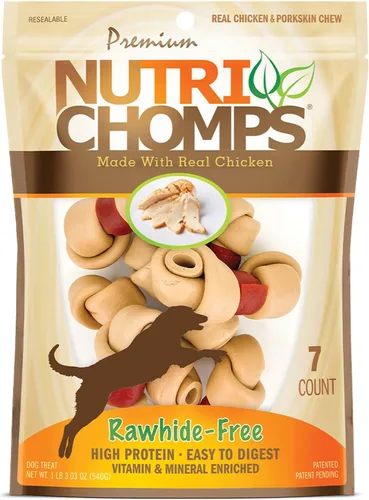 Vista 8 de NutriChomps - Masticables para perros, nudos de 2.5 pulgadas, fáciles de digerir, golosinas para perros sin piel cruda, 8 unidades, sabor a pollo