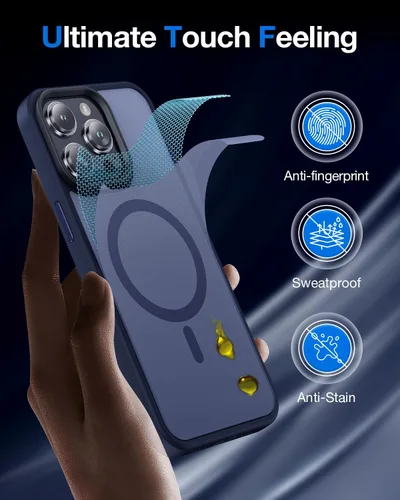 Vista 3 de Facbiny Funda magnética para iPhone 15 Pro Max, compatible con Magsafe [probada contra caídas de grado militar], translúcida mate a prueba