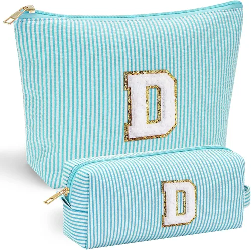 Vista 147 de YOOLIFE Regalos del Día de la Madre para Mujeres, Bolsa de Maquillaje con Iniciales, Bolsa de Maquillaje para Viaje, Bolsa de Maquillaje Negro
