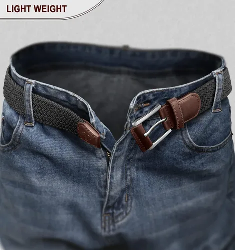Vista 7 de BULLIANT Cinturón para hombre, paquete de 2 unidades, elástico trenzado para hombre, para golf, caza, pantalones de mezclilla, 1 38 pulgadas