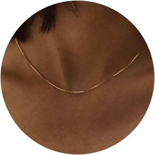 Vista 13 de Tewiky - Collar de Cadena de Oro para Mujer, Chapado en Oro de 14 Quilates, Collar de Cuentas Finas con Forma de Ola, Collar Delicado de Oro Capa